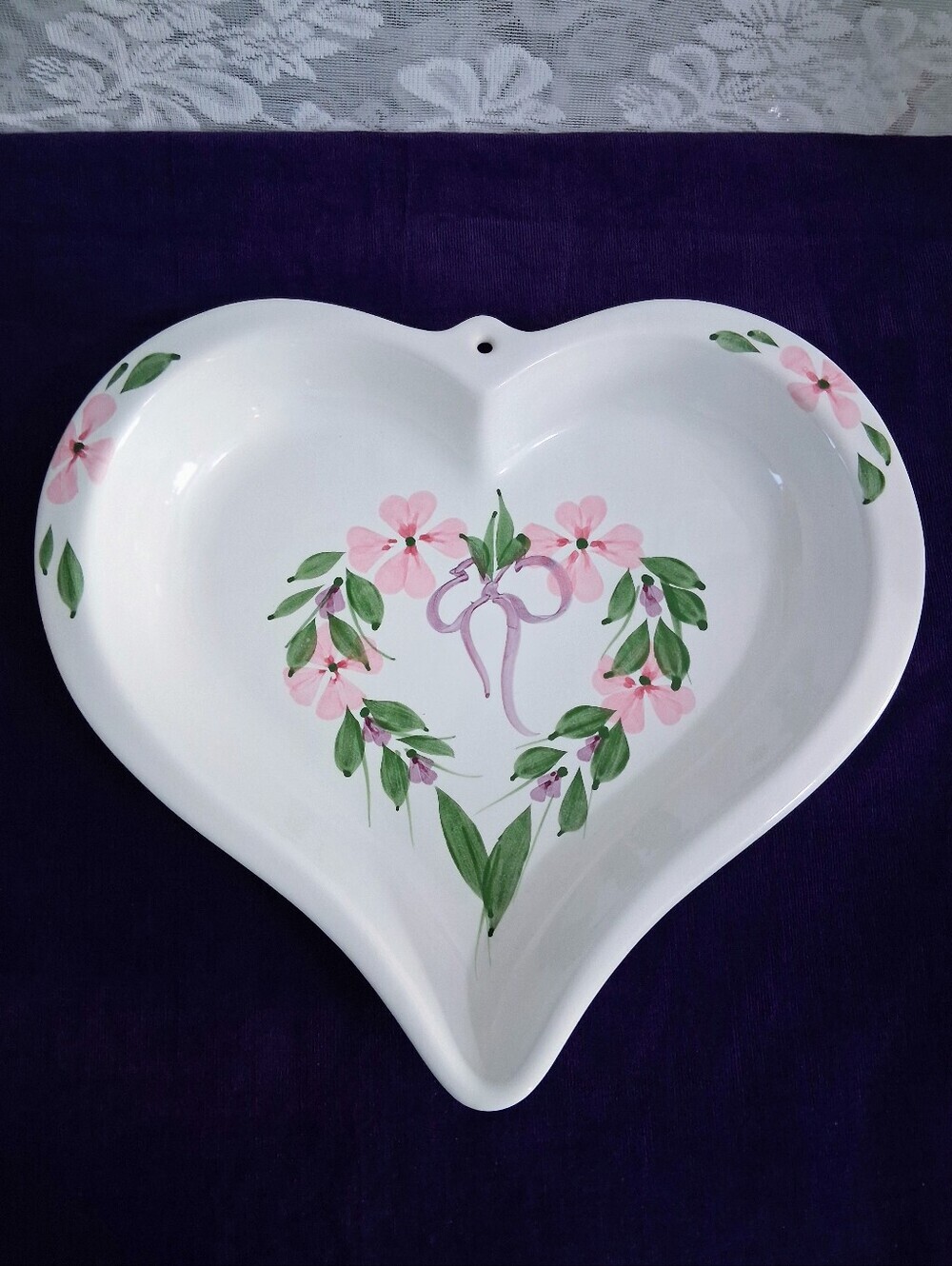 Vintage Large Clay Design Heart Dish Mold Dessert Baking